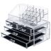Acrylic make-up jewelry organizer-transparent lipstick make-up brush display for beauty products.16 compartments 4 drawers storage earrings and other cosmetic items for bathrooms