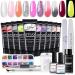 Poly Nail Gel Kit 10 Colors Quick Nail Extension Gel Builder With 2 PCS Temperatures Change Rhinestone  Base Top Coat  Slip Solution  Nail Forms  Complete Poly Gel Starter Kit for DIY Manicure Mother's Day Gift Clear Gli...