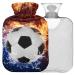 Naanle fire football hot water bottle with reference transparent hot water bottle 1l heat bottle for bed hand feet warmer pain relief heat and cold therapy