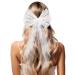 AOZUO Bridal Hair Bow Wedding Veils Pearl Hair Clip Large Hair Headpiece White Lace Hair Accessories Bridesmaid Favors Barrette Bachelorette Party Decorations Bridal Shower Gift