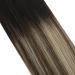Moresoo Balayage Tape in Human Hair Extensions - Natural Black to Dark Blonde Ombre with Strawberry Blonde Highlights | Remy Hair 14 Inch 20 Pieces/50g - Buy Online on GoSupps.com
