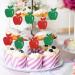 INNORU Apple Cupcake Toppers Fruit Apple Cake Toppers Baby Shower Birthday Wedding Party Decoration Supplies Pack of 24 Green & Red Glitter - Buy Online on GoSupps.com