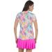 IBKUL UPF 50+ Icefil Cooling Tech Lessie Print Short Sleeve Mock Neck - White Multi Print - X-Small - Buy Online on GoSupps.com