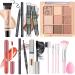 Makeup Set Kit for Women Girls Teens Makeup Present Set Includes 9 Color Eyeshadow Counter Stick Foundation Eyebrow Pencil Eyeliner Mascara Lip Gloss 5Pcs Brushes Sponge Set A