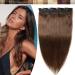 22 inches SEGO One Piece Hair Extensions Clip in Human Hair #4 Medium Brown Real Remy Hairpieces for Women 3/4 Full Head Straight Invisible (55g)