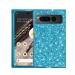Tivenfezk nadoli glitter shell for Google Pixel fold fold blue glossy sparkling bling galvanisian frame ultra -thin shockproof back pocket cell phone case protective cover