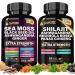 ELVPOTEC Shilajit and Sea Moss Bundle- 90 Count - Sea Moss 7000mg Black Seed Oil 4000mg Ashwagandha 2000mg Ginger & Shilajit 9000mg Rhodiola Rosea 1000mg All in 1 Supplements (1 Pack)
