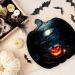 Fovolat Pumpkin Halloween Plates | Black Scary Pumpkin Paper Plates - 9Inch Pumpkin Shaped Dinner Platter Supplies for Autumn Tableware for Candy Treat Cake Snack - Buy Online on GoSupps.com