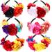 6 Pcs Mexican Rose Flower Crown Headband Easter Headpiece Wedding Floral Headbands Masquerade Cosplay Headgear Simulation Rose Flower Headbands for Easter Halloween Holiday Party Bridal Dress Up