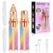 ACWOO Facial Hair Remover for Women 2 in 1 Eyebrow Trimmer & Face Hair Removal Painless Electric Remover for Lips Nose Face Body Peach Fuzz Lady Shaver with 2 Eyebrow Trimmer Built-in LED Light