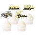 Ercadio 24 Pack Happy Retirement Cupcake Toppers Cheers Retired We'll Miss You LET the Fun Begin Cupake Toppers Picks Retirement Theme Farewell Birthday Party Cake Decorations Black Gold
