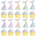 Keaziu 25 Pack Mermaid Tail Cupcake Toppers Mini Under the Sea Mermaid Tail Figures Cupcake Picks Mermaid Party Decoration Baby Shower Supplies Tail 1