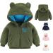 Newborn Infant Baby Boys Girls Cartoon Fleece Hooded Jacket Coat with Ears Warm Todder Kids Outwear Coat Zipper Up 0-6Y 12-18 Months Green