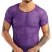 Nikiikoo Men's Purple Fishnet Mesh Short Sleeve T-Shirt - X-Large | Gym Clubwear - Buy Online on GoSupps.com