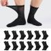 LIN Diabetic Socks for Men & Women Non-Binding Circulatory Extra Wide Top Socks Edema Neuropathy Lymphedema 4 6 12 Pairs Crew/Jet Black  12 Pairs  9-11