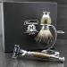 Buy 3 Pc Men's Shaving Kit - 3 Edge Razor Black Badger Hair Brush & Stand | Perfect Grooming Gift for Men - Fast International Shipping - Buy Online on GoSupps.com