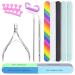MELLIEX Nail File and Buffer, Manicure Kit Cuticle Trimmer Nippers Pusher with Nail Brush Toe Separator Nail Care Set for Natural Acrylic Nails, 12-Pack(Multi-Colored) Pack of 12