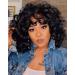 KEAT Wigs for Black Women 14 Short Curly Kinky Wig with Bangs Black Big Curly Afro Wigs for African American Cute Natural Synthtic Soft Wigs for Daily Party K001BK
