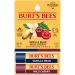 Burt's Bees 100% Natural Lip Balm Wild Cherry and Vanilla Bean Blister Box 0.3 Ounce 2 Count Cranberry 0.15 Ounce (Pack of 2)