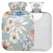 NAANLE hot water bottle with reference yellow blue flowers Transparent hot water bottle heat bottle for back pain relief handfoot warmer neck heat and cold therapy 2l