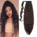 Clip in extensions ponytail hair extension like real hair magic paste wrap around ponytail hair part for women 66cm wavy dark brown (26 inches) dark brown