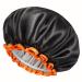 Mikimini Black Large Shower Cap for Women - Waterproof Bathing Hair Cap with Reusable PEVA Lining - Non-Fading & Stretchy Shower Hat - XL/1PC Black+Orange - Buy Online on GoSupps.com