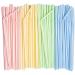 200 Pack Flexible Disposable Plastic Drinking Straws - 7.75" High - Assorted Colors Striped Assorterd Colors - 200