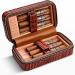 Leather Cigar Humidor Portable Travel Cigar Case with Humidifier and Classic Cedar Wood Finish - Buy Online on GoSupps.com