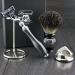 4 Pc Men's Shaving Kit - 3 Edge Razor Black Badger Hair Brush & Stands | Perfect Gift for Men - Buy Online on GoSupps.com
