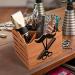 Professional Salon Scissor Shear Holder Box - Brown Wooden Desktop Storage for Hairdressers & Groomers | 4-Grille Sponge Holder with Comber Clips Stand - Buy Online on GoSupps.com