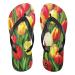 Mnsruu Floral Tulip Flip Flops Home Hotel Spa Bedroom Travel M for Women Men Large