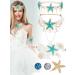 Dingion 6 Pieces Halloween Mermaid Hair Accessories Starfish Shell Headband Necklace Arm Bracelet Band Clip Sequin Body Glitter Costume for Women Girl Supplies  White