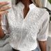 Short Sleeve V Neck Top Fashion Casual Elegant Embroidered Blouse for Shopping for Women White XX-Large - Buy Online on GoSupps.com