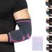 360 RELIEF - Compression Elbow Brace Sleeve for Men and Women Support | Splint Joint Pain Relief Tendonitis Tennis Golf Workout Weightlifting | Medium Pink with Mesh Laundry Bag | Pink M