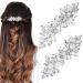 HINZIC 2Pcs Rhinestone Hair Clips Flower Hair Barrettes Crystal Pearl French Hairpins Hair Clip Wedding Accessories for Women Girls Bridal Silver