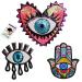 Joynaamn 3PCS Evil Eye Sequin Patches Sewing on/Iron on Large Embroidered Decorative Appalique with Sewing Kit for Clothes Jacket Backpack Hat Suitable for DIY/Arts/Crafts Projects Evil Eyes