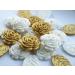 12x White Gold Roses Leaves Cake Toppers Edible Birthday Christening Gold Wedding Anniversary Cake Decorations Sugar Flowers Cupcake Toppers - Buy Online on GoSupps.com
