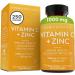 Vitamin C with Zinc (250 Veggie Capsules) - Vitamin C 1000mg and Zinc 20mg with Citrus Bioflavonoids and Rose Hips, Immune Support Supplement and Powerful Antioxidant