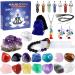 Healing Crystals Set Include 7 Chakra Stones, 7 Tumbled Stones, 7 Crystals Necklaces, 3 Crystals Jewelry,Amethyst Crystal and Selenite,Clear Quartz,2 Storage Bags,7 Jewelry Ropes-36 PCS 36packs