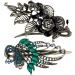 CROWN GUIDE Set of 2 Vintage Metal Hair Clips for Women Thick Hair Hairpin Retro Peacock Barrettes Bridal Hair Jewelry Accessories Styling Peacock + Flower 2 Count (Pack of 1) Peacock + Flower