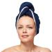 Sowel hair turban made of 100% organic cotton turban towel with button women and men navy/grey
