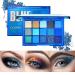 15 colors eyes shadow pallet make-up pallet set shimmer ultra pigmented makeup eye shadow glitter eyes shadow rainbow color board professional eye shadow cosmetics (blue)