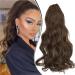 Dcbaboo 18inch Claw Clip in Ponytail Hair Extensions Long Wavy Ponytail Extension Curly Synthetic Pony tails Natural Wave One Piece Hairpiece Fake Ponytail for Women Dark Brown/Light Auburn 18 inch 150g Dark Brown/Light Auburn