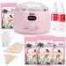 Home Waxing Kit, Ajoura Digital Wax Warmer Kit for Brazilian Bikini Coarse Hair Removal with 14oz Hard Wax Beads for Eyebrow, Legs, Armpit, Face, Pre & After Wax Spray Pink