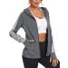 Wayleb Women's Long Sleeve Running Jacket - Breathable Hooded Sports Jacket with Thumb Holes & Bag for Yoga & Fitness - Dark Gray - Buy Online on GoSupps.com