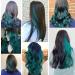 Zhaowwei 9pc Princess Green Hair Extensions | Multi-Color Clip-In Striped Highlights | Synthetic Dark Blue & Green Party Hair - Buy Online on GoSupps.com