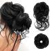 Hair Bun Extensions Hairpiece Hair Rubber Scrunchies Curly Messy Bun Wavy Curly Hair Wrap Ponytail Chignons Bridal Hairstyle Voluminous Wavy Messy Bun Updo Hair Pieces with Hair Rope and Hairpin Black Hair Ring With Braid - Black