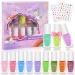 Nail polish set for children 12 colors non -toxic peel off children nail polish set with cartoon sticker fast dry water -based children Gellack kit for girls gift set glebila pink blue