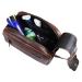 Premium Leather Toiletry Travel Pouch | Waterproof Lining | King-Size Vintage Dopp Kit by Aaron Leather Goods - Dark Brown - Buy Online on GoSupps.com
