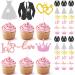 Sinload 72 Pack Wedding Cupcake Toppers Glitter Groom and Bride Love I Do Crown Ring Heart Cupcake Picks Wedding Cake Decorations for Wedding Engagement Party Bridal Shower Supplies